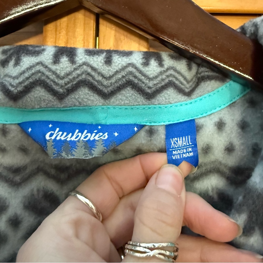 Chubbies Gray and Teal Patterned Pullover XS - image 2